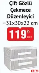 ÇİFT GÖZLÜ ÇEKMECE DÜZENLEYİCİ 31X30X22 CM
